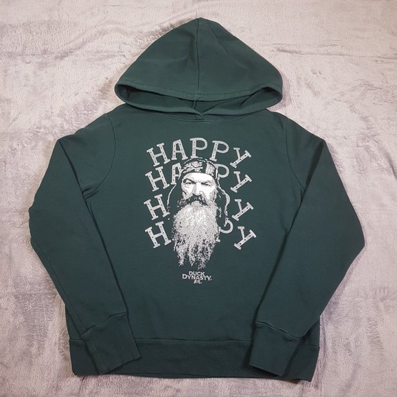 DUCK DYNASTY Hoodie Pullover XXL Green Phil Robertson Happy Happy A&E Television - Picture 7 of 11